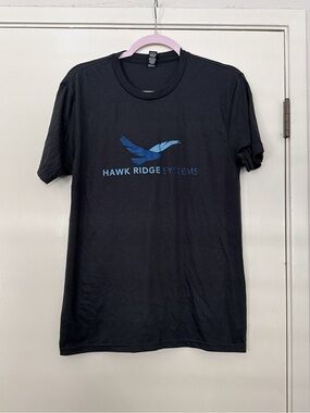 District Black Tee with Blue Hawk Ridge Logo